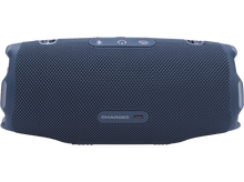 Charger l&#39;image dans la galerie, Une enceinte JBL Charge 6 bleue. Elle possède divers boutons et un port de charge.
