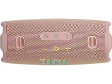 Charger l&#39;image dans la galerie, Un haut-parleur JBL rose avec des boutons de commande, vu de dessus.
