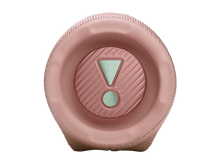 Charger l&#39;image dans la galerie, Extrémité d&#39;enceinte rose avec logo JBL et point d&#39;exclamation sur fond noir.
