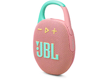 Charger l&#39;image dans la galerie, Enceinte JBL Clip rose et vert menthe. Fond blanc.
