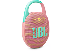 Charger l&#39;image dans la galerie, Haut-parleur JBL Clip 4 rose et turquoise. Il a une poignée turquoise et le logo JBL en turquoise.
