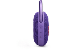 Charger l&#39;image dans la galerie, Un haut-parleur JBL violet, vue latérale. Il a des boutons et une poignée en boucle. Le fond est blanc.

