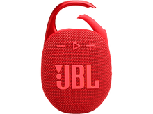Charger l&#39;image dans la galerie, Un haut-parleur JBL Clip rouge avec un clip rouge, boutons plus et moins.

