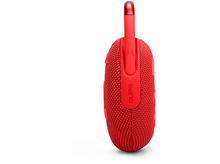 Charger l&#39;image dans la galerie, Enceinte portable rouge JBL Clip 5. Elle possède un mousqueton et une grille de haut-parleur rouge.
