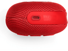 Charger l&#39;image dans la galerie, Haut-parleur Bluetooth rouge, ovale, avec port USB-C, sur fond blanc.
