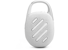 Charger l&#39;image dans la galerie, Haut-parleur JBL blanc avec une poignée argentée. Il a un corps blanc et un design de lignes diagonales.
