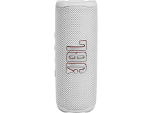 Charger l&#39;image dans la galerie, Enceinte JBL blanche. Forme cylindrique, avec logo JBL en rouge. Surface texturée.
