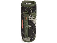 Charger l&#39;image dans la galerie, Un haut-parleur camouflage vert et noir avec des accents orange.
