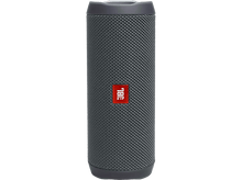 Charger l&#39;image dans la galerie, Enceinte grise JBL Flip 5, forme cylindrique, logo JBL rouge. Texture de grille. Dessus et dessous gris foncé.
