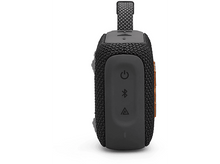 Charger l&#39;image dans la galerie, Un petit haut-parleur portable noir et gris avec une poignée.
