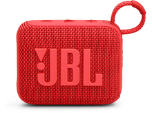 Charger l&#39;image dans la galerie, Enceinte JBL rouge. Elle a une sangle. Logo JBL sur le devant. Sur fond blanc.
