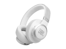Charger l&#39;image dans la galerie, Casque JBL blanc sur fond noir. Le mot &quot;LIVE&quot; est sur l&#39;arceau.
