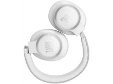 Charger l&#39;image dans la galerie, Casque JBL blanc. Les deux écouteurs sont visibles, reliés par l&#39;arceau. Logo JBL imprimé.
