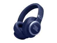 Casque JBL bleu, avec un bandeau et des écouteurs bleus. Le logo JBL est visible sur les écouteurs.