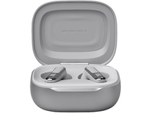 Charger l'image dans la galerie, Un étui gris contenant des écouteurs JBL blancs. L'étui est ouvert.
