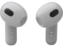 Charger l'image dans la galerie, Deux écouteurs blancs. Chaque écouteur a un haut-parleur noir et un microphone. Fond blanc.
