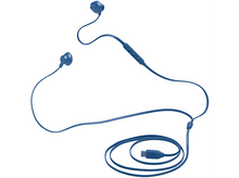 Charger l&#39;image dans la galerie, Écouteurs filaires bleus avec un connecteur USB-C.
