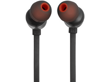 Charger l&#39;image dans la galerie, Deux écouteurs noirs avec des embouts d&#39;oreille orange. Les écouteurs sont sur un fond blanc.
