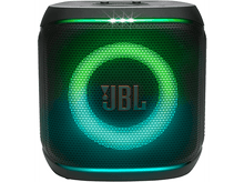 Charger l&#39;image dans la galerie, Haut-parleur noir et vert avec cercle illuminé, fond blanc.
