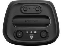 Charger l&#39;image dans la galerie, Enceinte JBL Partybox noire. Boutons volume, micro et amplification des basses.
