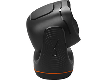 Charger l&#39;image dans la galerie, Un haut-parleur JBL noir sur une base noire avec un accent orange.
