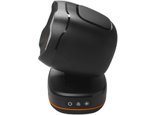 Charger l&#39;image dans la galerie, Un haut-parleur noir et arrondi avec un accent orange. Il a des boutons et une base orange.
