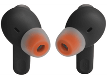 Charger l'image dans la galerie, Paire d'écouteurs noirs avec embouts orange.
