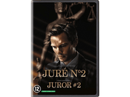 Couverture DVD. Un homme regarde vers le bas, titre 'JURÉ N°2,' 'JUROR #2.' Statue de la justice en arrière-plan.