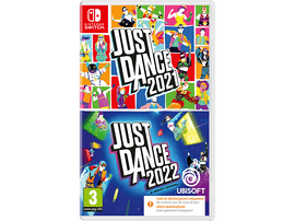 Jaquettes des jeux Just Dance 2021 et 2022. Images colorées de danseurs. Fond blanc.