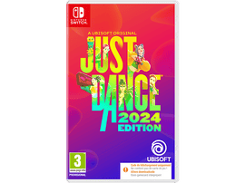 Jeu Nintendo Switch, Just Dance 2024 Edition, avec différents personnages sur la couverture.