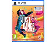 Couverture du jeu Just Dance 2025 Edition PS5. Avec des danseurs, des couleurs vives et le titre du jeu.