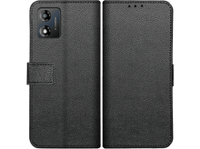 Charger l'image dans la galerie, Étui de téléphone noir ouvert, montrant le téléphone et l'intérieur texturé.
