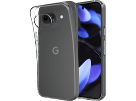 Coque de téléphone transparente et un téléphone. La coque est sur le téléphone, avec le téléphone dans la coque.