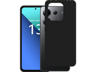 Téléphone noir avec écran affichant Redmi Note 13, recouvert d'une coque noire.