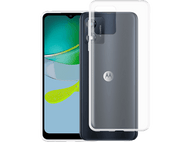 Deux téléphones, un noir, un avec écran affichant une application, avec une coque de protection transparente à l'arrière.