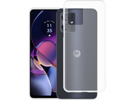 Téléphone Motorola avec protecteur d'écran. Le téléphone est noir, l'écran affiche l'heure et la date.