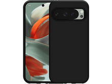 Charger l'image dans la galerie, Une coque de téléphone noire avec un téléphone affichant un fond orange et bleu.
