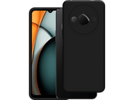 Un téléphone noir avec un écran sombre. Il a une bosse de caméra et un étui noir assorti.