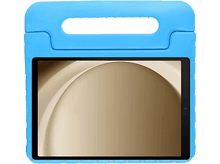 Charger l&#39;image dans la galerie, Un étui de tablette bleu avec une poignée en haut, contenant une tablette avec un fond beige.
