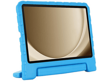 Charger l&#39;image dans la galerie, Étui de tablette bleu, avec écran visible et support.
