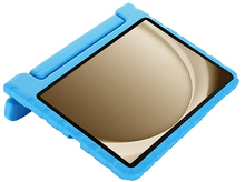 Charger l&#39;image dans la galerie, Étui de tablette bleu avec écran. L&#39;étui a une poignée et un support pour une visualisation en paysage.
