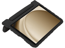 Charger l&#39;image dans la galerie, Une tablette noire avec un étui de protection, vue en angle, isolée sur fond blanc.
