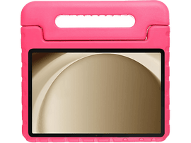 Étui de tablette rose avec une poignée. L