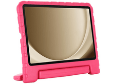 Charger l&#39;image dans la galerie, Tablette dans un étui de protection rose avec un support. L&#39;écran est allumé.
