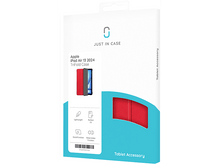 Charger l&#39;image dans la galerie, Boîte blanche et bleue montrant un étui iPad rouge, avec des icônes pour léger, ajustement parfait et veille-réveil.
