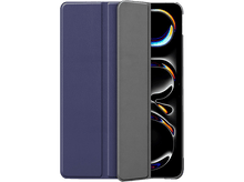 Charger l&#39;image dans la galerie, Un étui de téléphone bleu, ouvert pour montrer le téléphone, sur fond noir.
