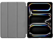 Charger l&#39;image dans la galerie, Étui de tablette gris ouvert, montrant un écran noir avec un graphique.
