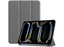 Charger l&#39;image dans la galerie, Étui iPad gris avec une tablette affichant un logo coloré, à côté d&#39;un étui fermé.
