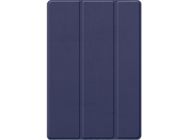 Étui de tablette bleu fermé. Il est fait d