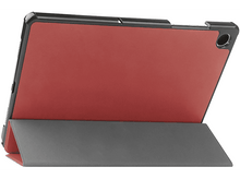 Charger l&#39;image dans la galerie, Tablette rouge et noire avec étui ouvert. L&#39;étui est replié.
